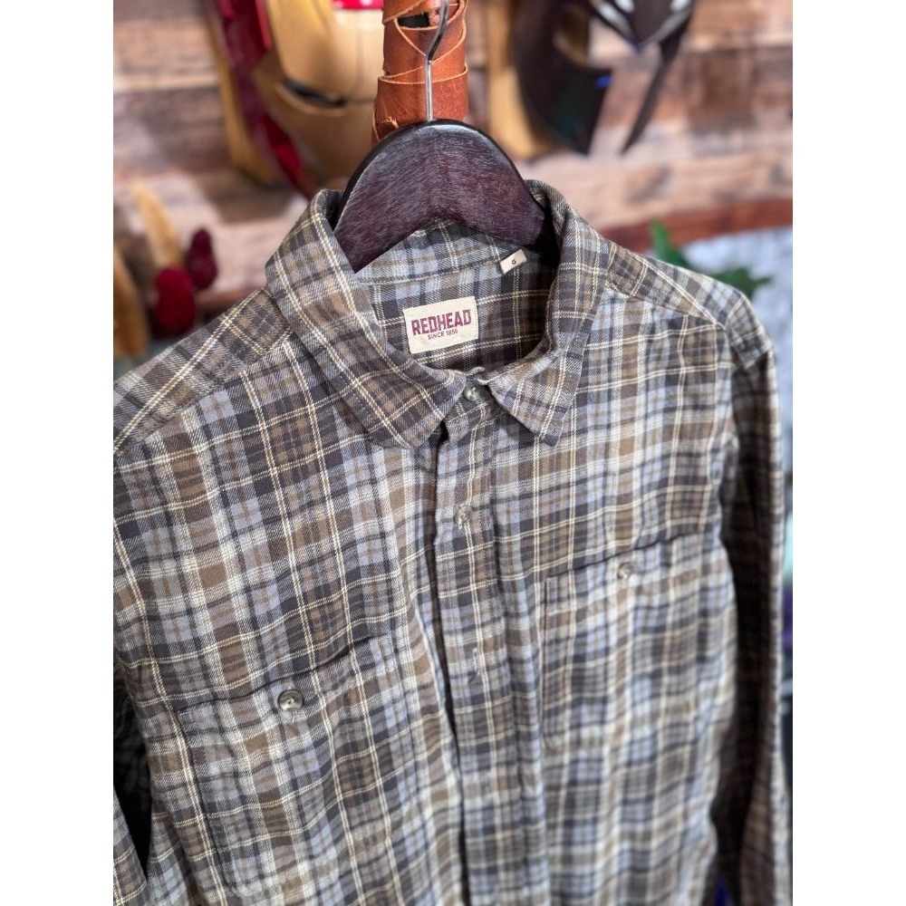 RedHead Plaid Flannel Shirt Outdoors Hunting Earth Tone Vintage Large
